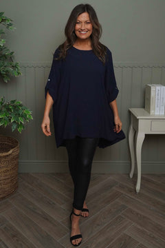 Mairi Pleat Back Top Navy