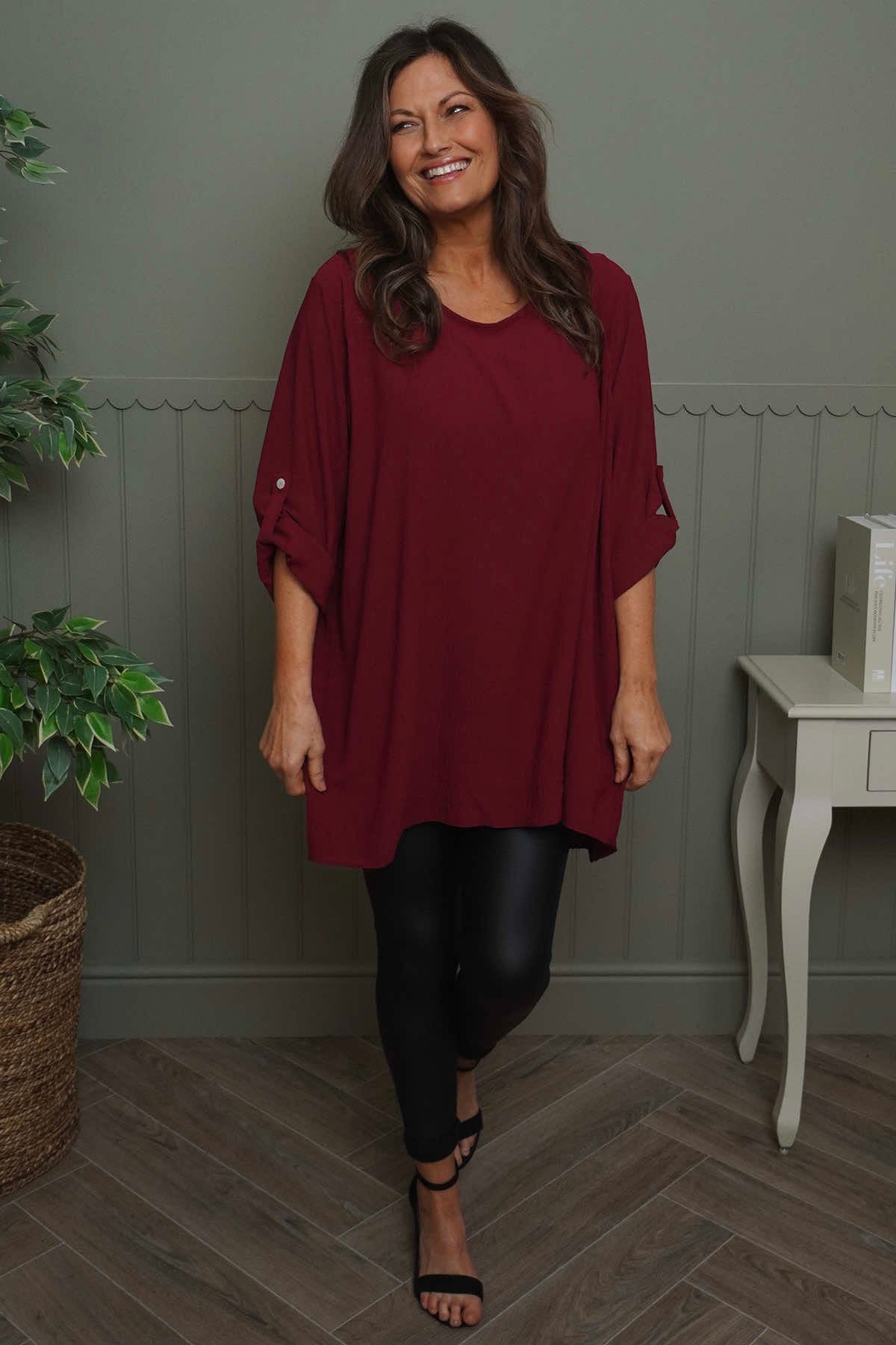 Mairi Pleat Back Top Wine