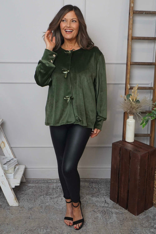 Rhona Bow Front Top Khaki