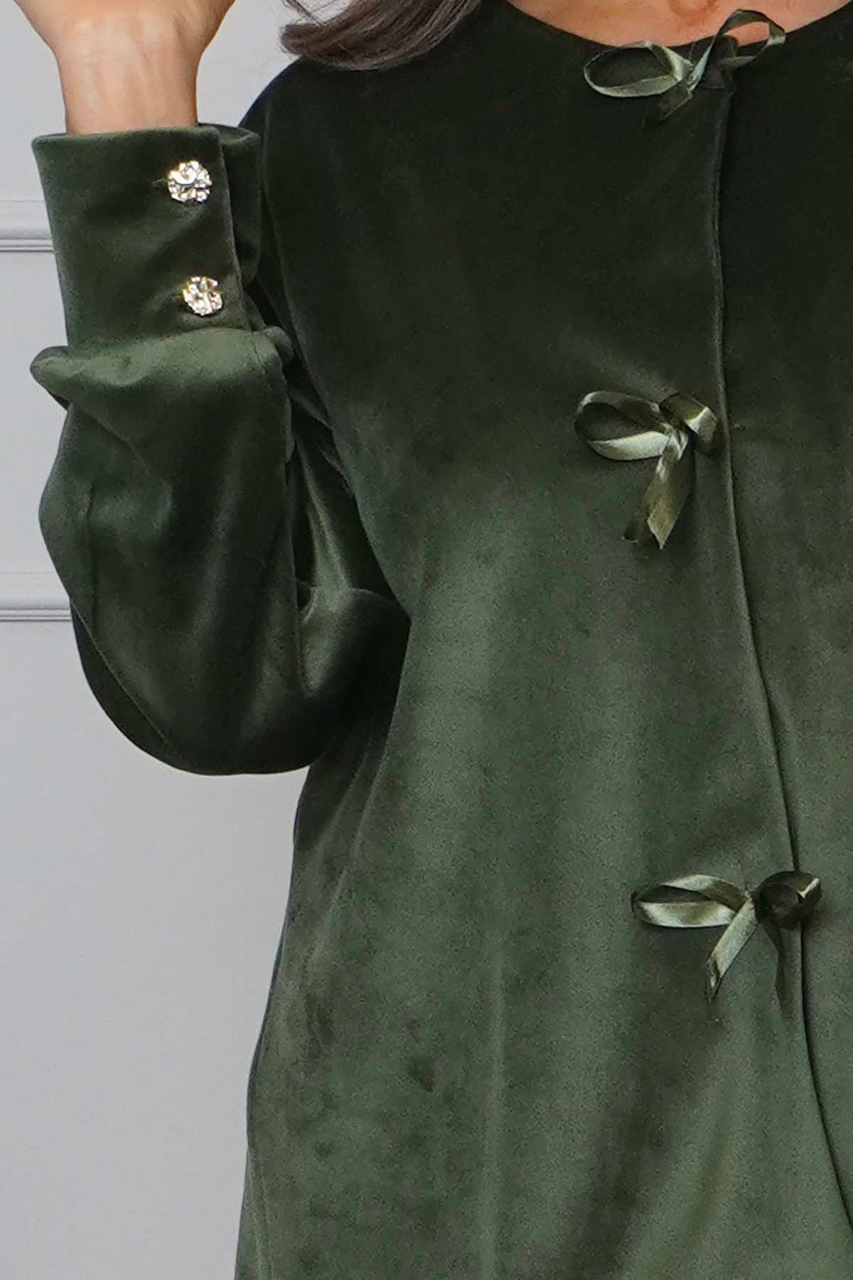 Rhona Bow Front Top Khaki