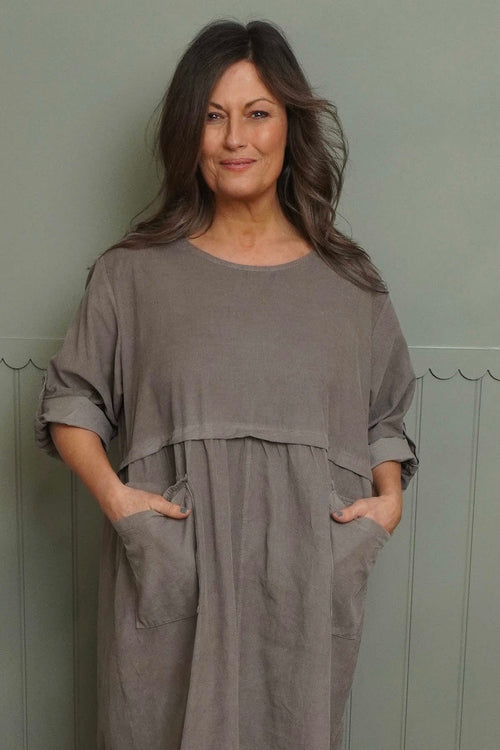 Etta Needlecord Dress Mocha - Image 2