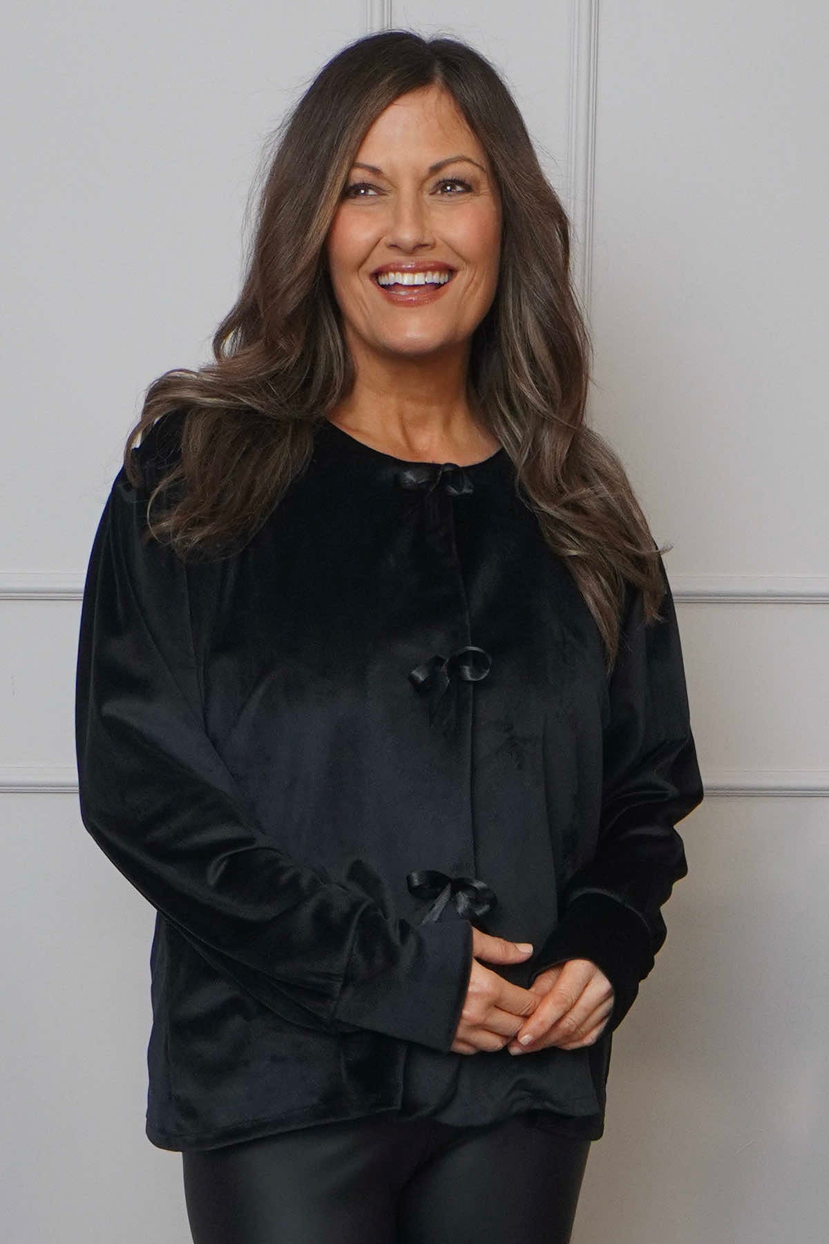 Rhona Bow Front Top Black
