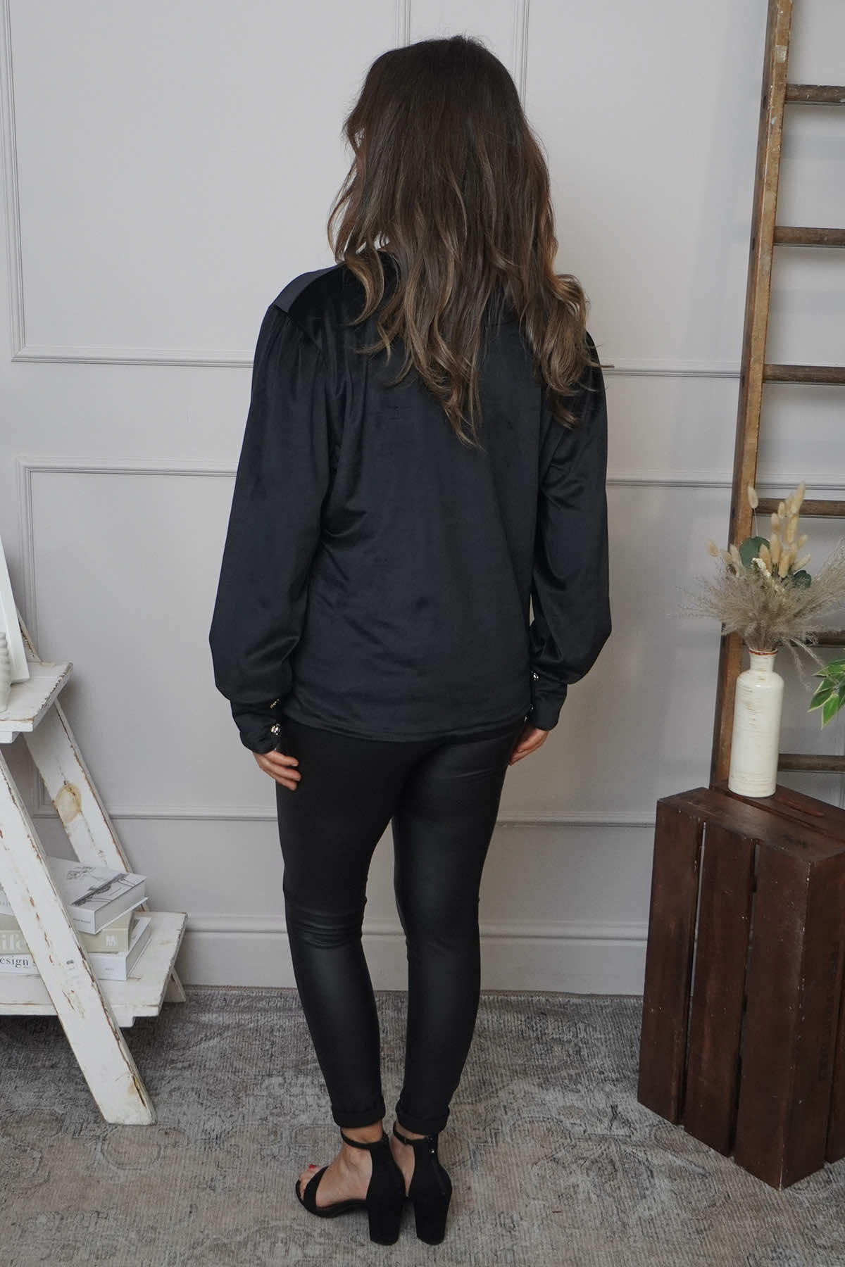 Rhona Bow Front Top Black