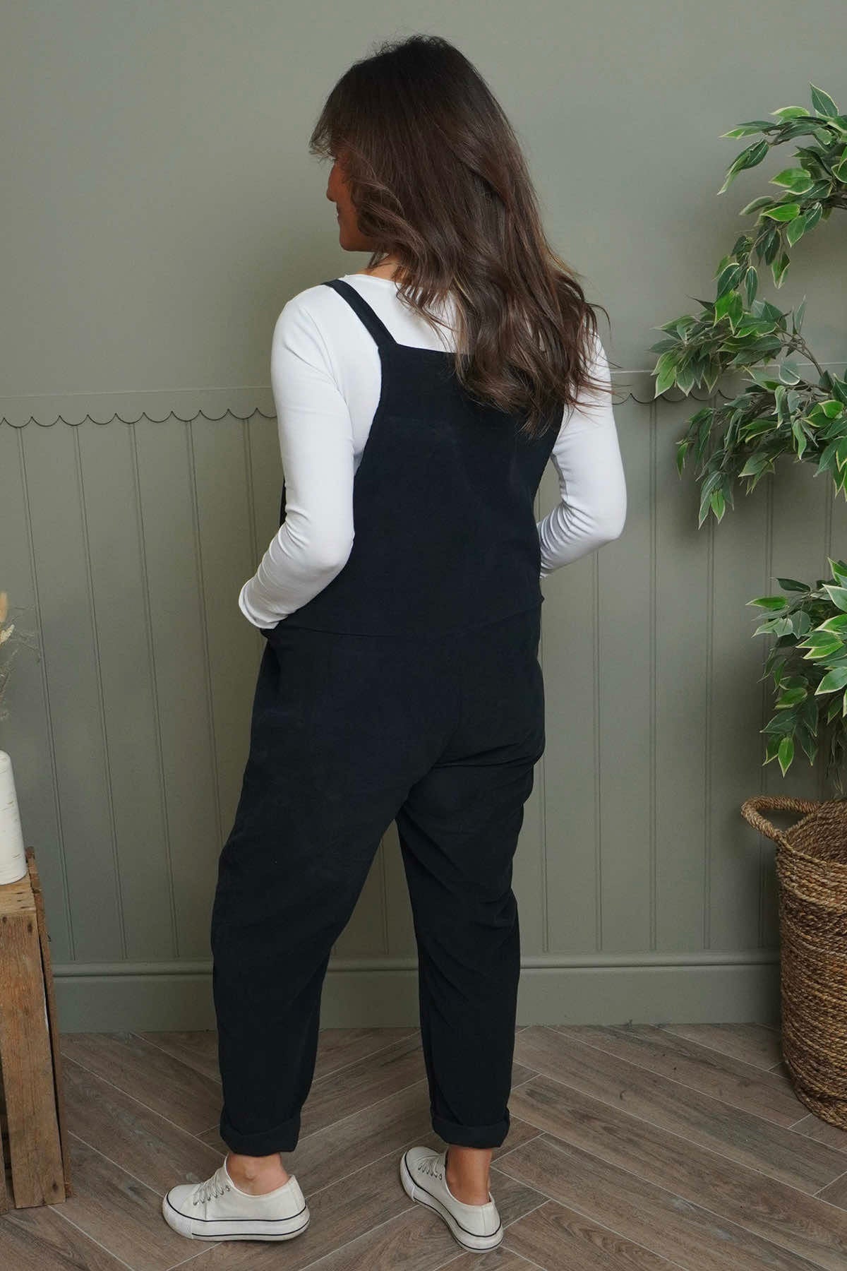 Pabo Needlecord Dungarees Black
