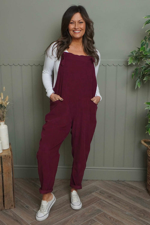 Pabo Needlecord Dungarees Wine - Image 1