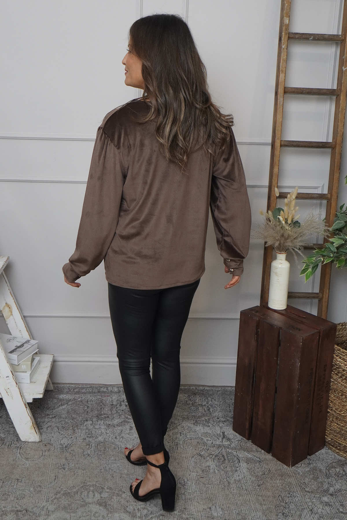 Rhona Bow Front Top Cocoa