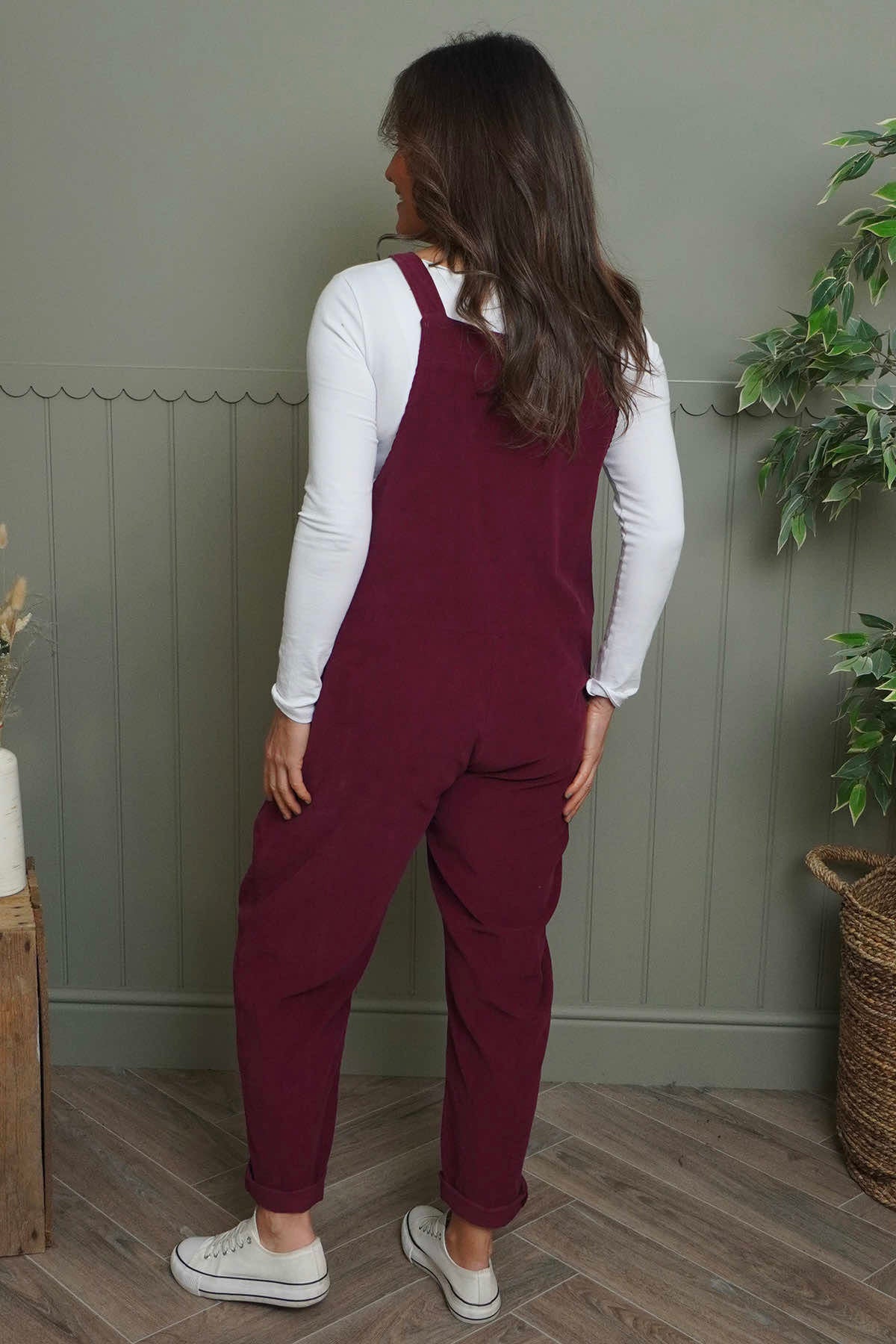 Pabo Needlecord Dungarees Wine