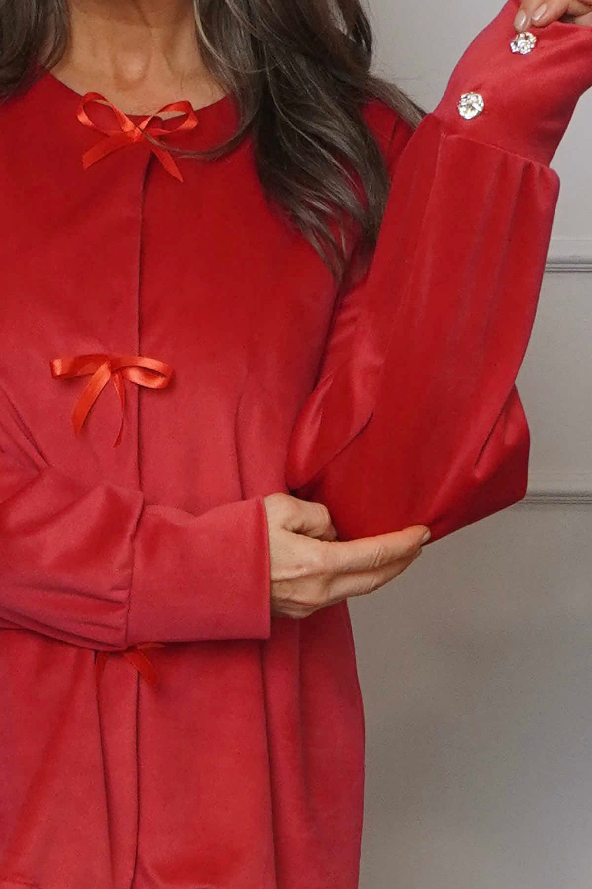 Rhona Bow Front Top Red