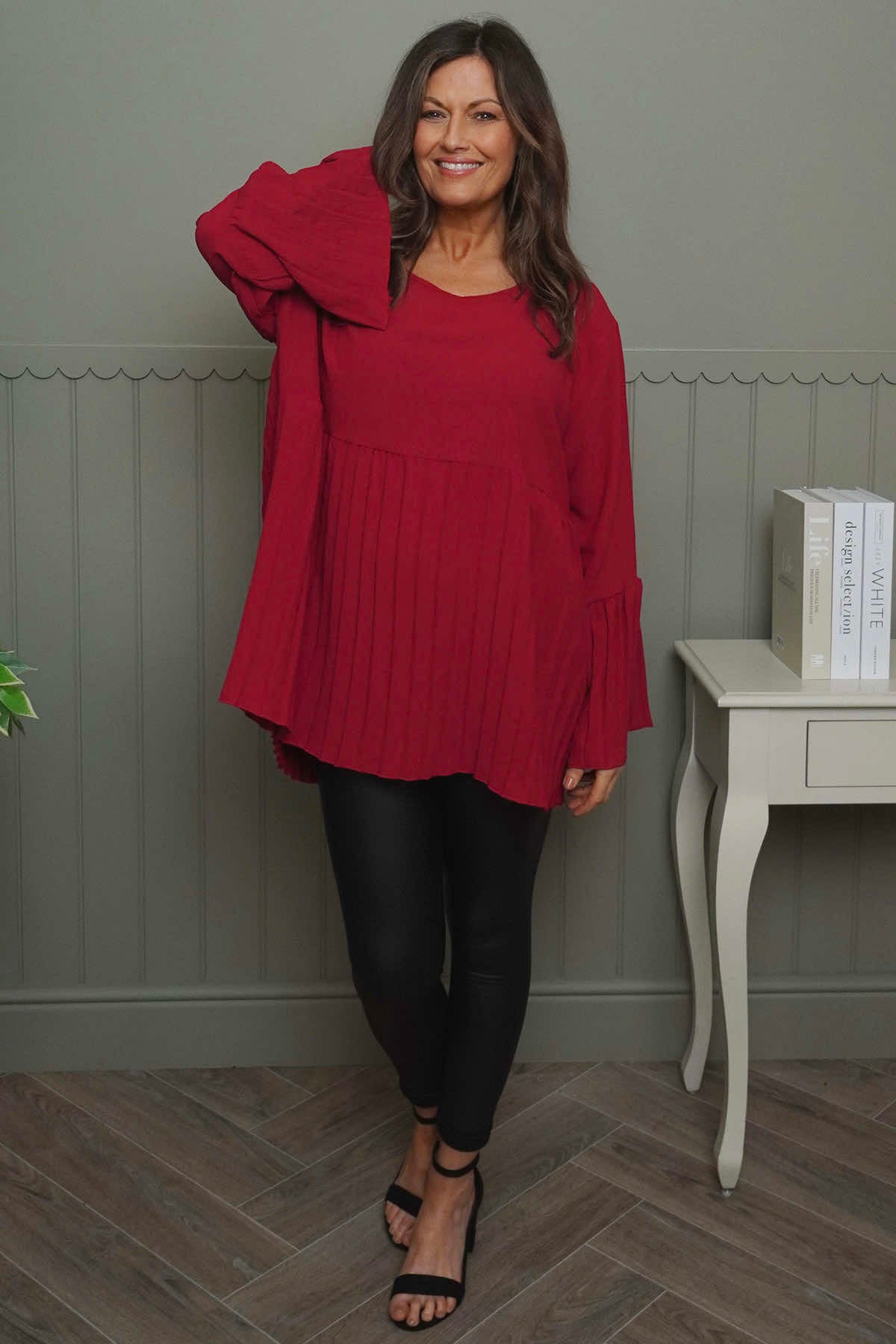 Wynne Pleated Top Red