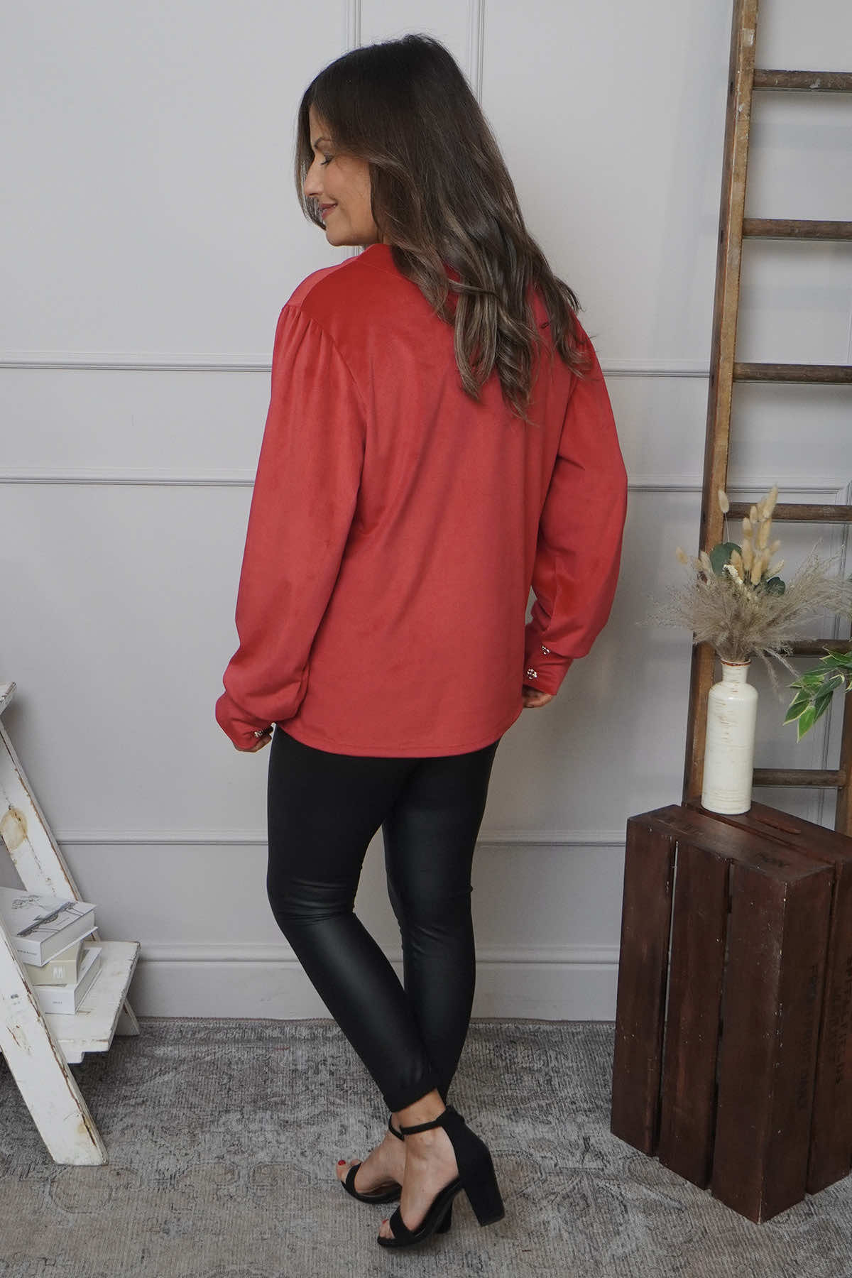 Rhona Bow Front Top Red