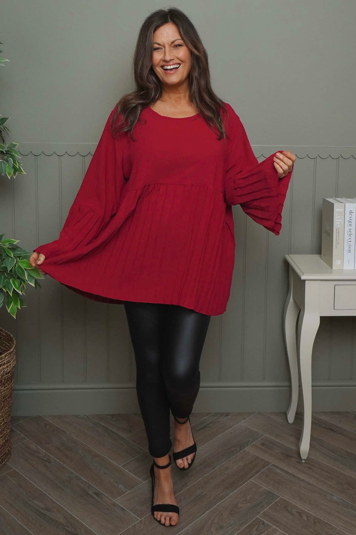 Wynne Pleated Top Red