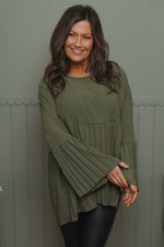 Wynne Pleated Top Khaki Khaki - Wynne Pleated Top Khaki