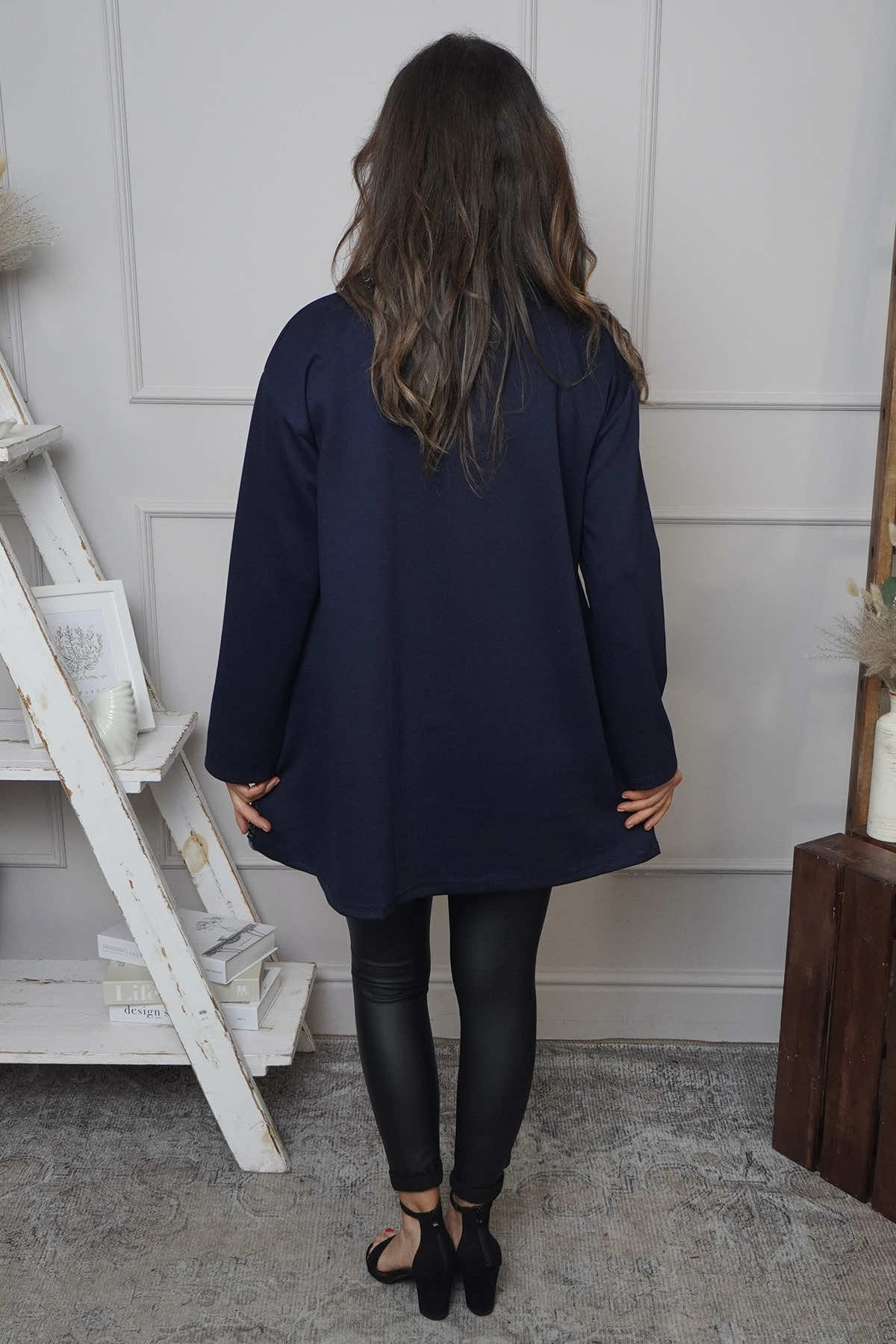 Mercia Sequin Trim Top Navy