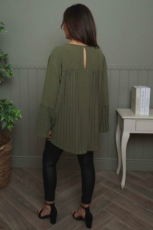 Wynne Pleated Top Khaki - Image 4