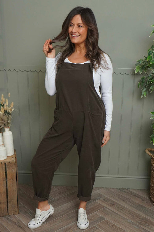 Pabo Needlecord Dungarees Cocoa - Image 1