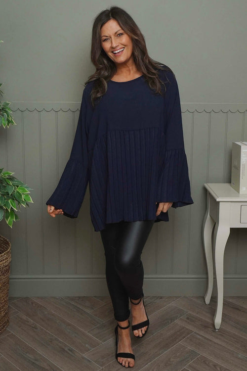 Wynne Pleated Top Navy - Image 1