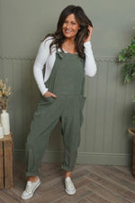 Pabo Needlecord Dungarees Khaki Khaki - Pabo Needlecord Dungarees Khaki