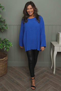 Wynne Pleated Top Cobalt