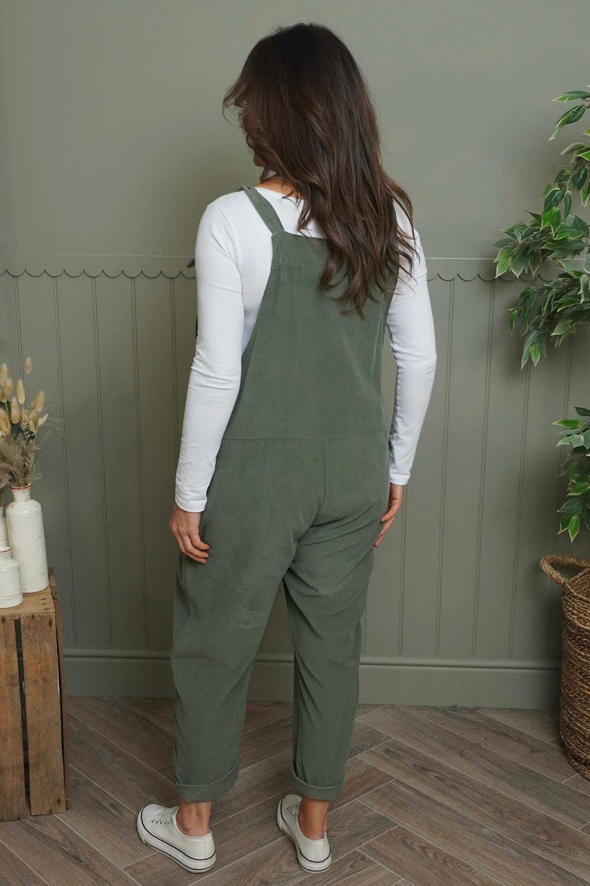 Pabo Needlecord Dungarees Khaki