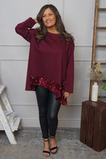 Mercia Sequin Trim Top Wine Wine - Mercia Sequin Trim Top Wine