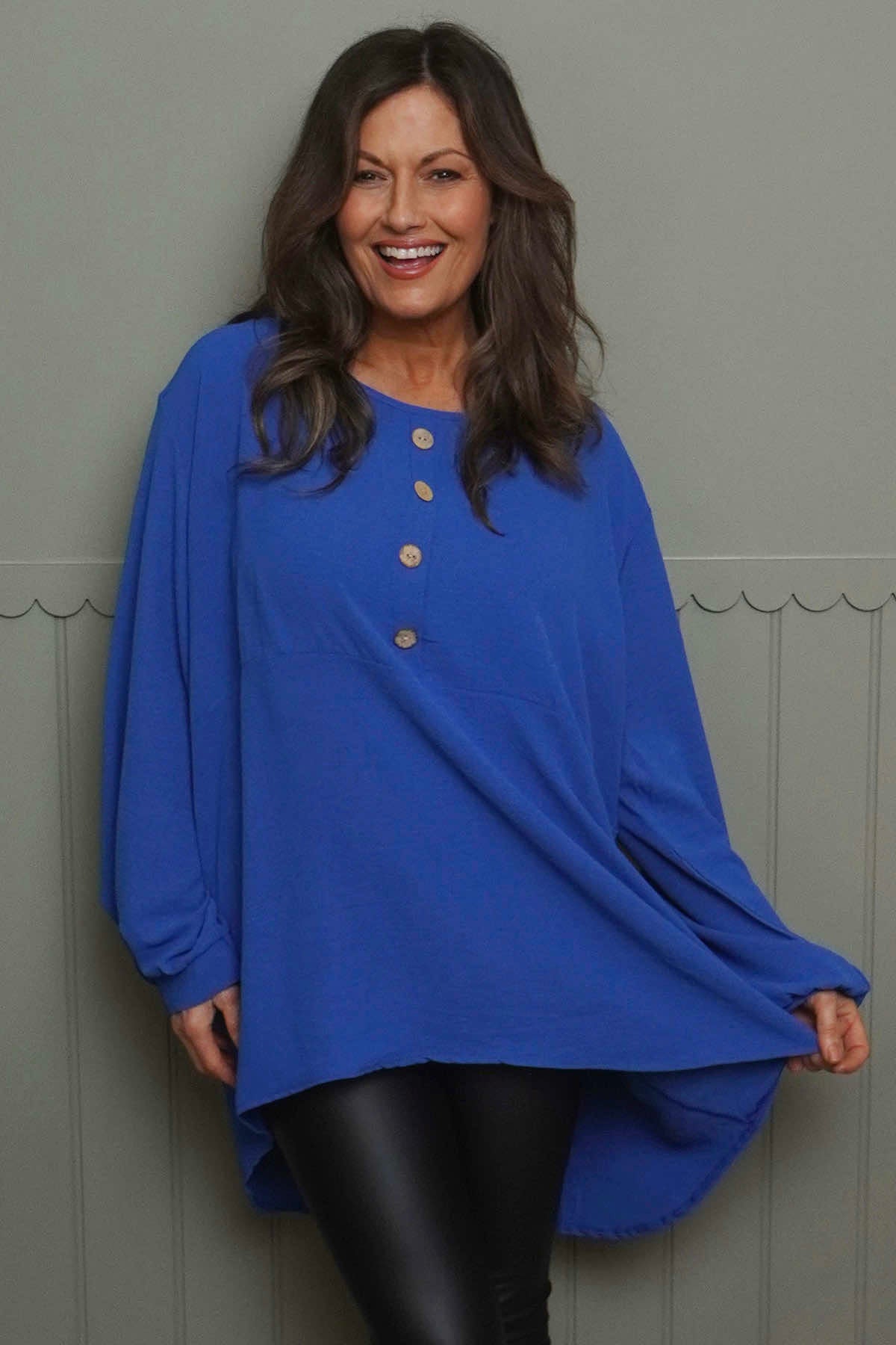 Elianna Button Top Cobalt