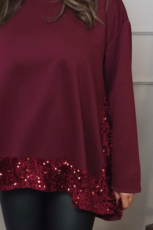 Mercia Sequin Trim Top Wine - Image 3
