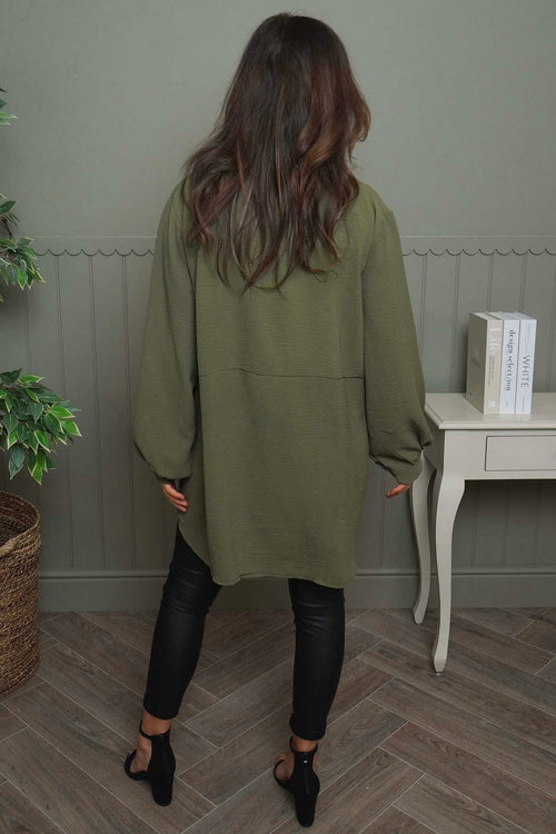 Elianna Button Top Khaki - Image 4