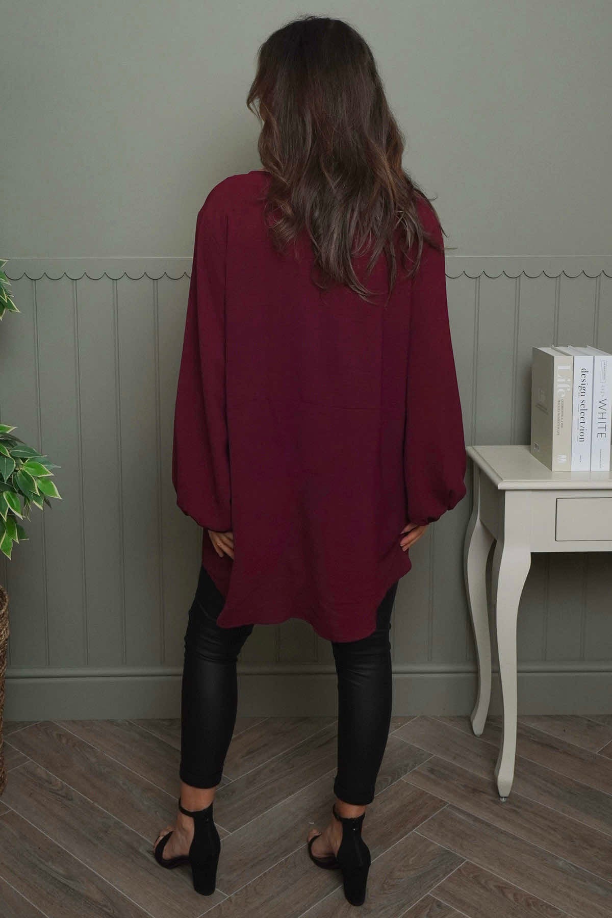 Elianna Button Top Burgundy