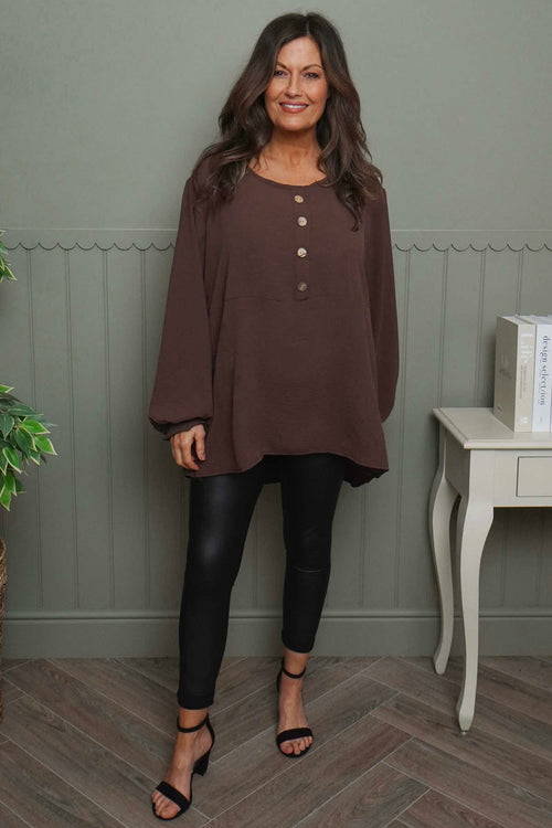 Elianna Button Top Cocoa - Image 2