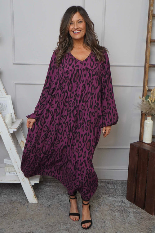 Tozi Leopard Print Dress Berry - Image 3