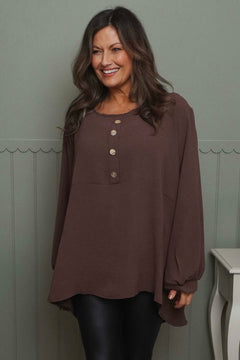 Elianna Button Top Cocoa