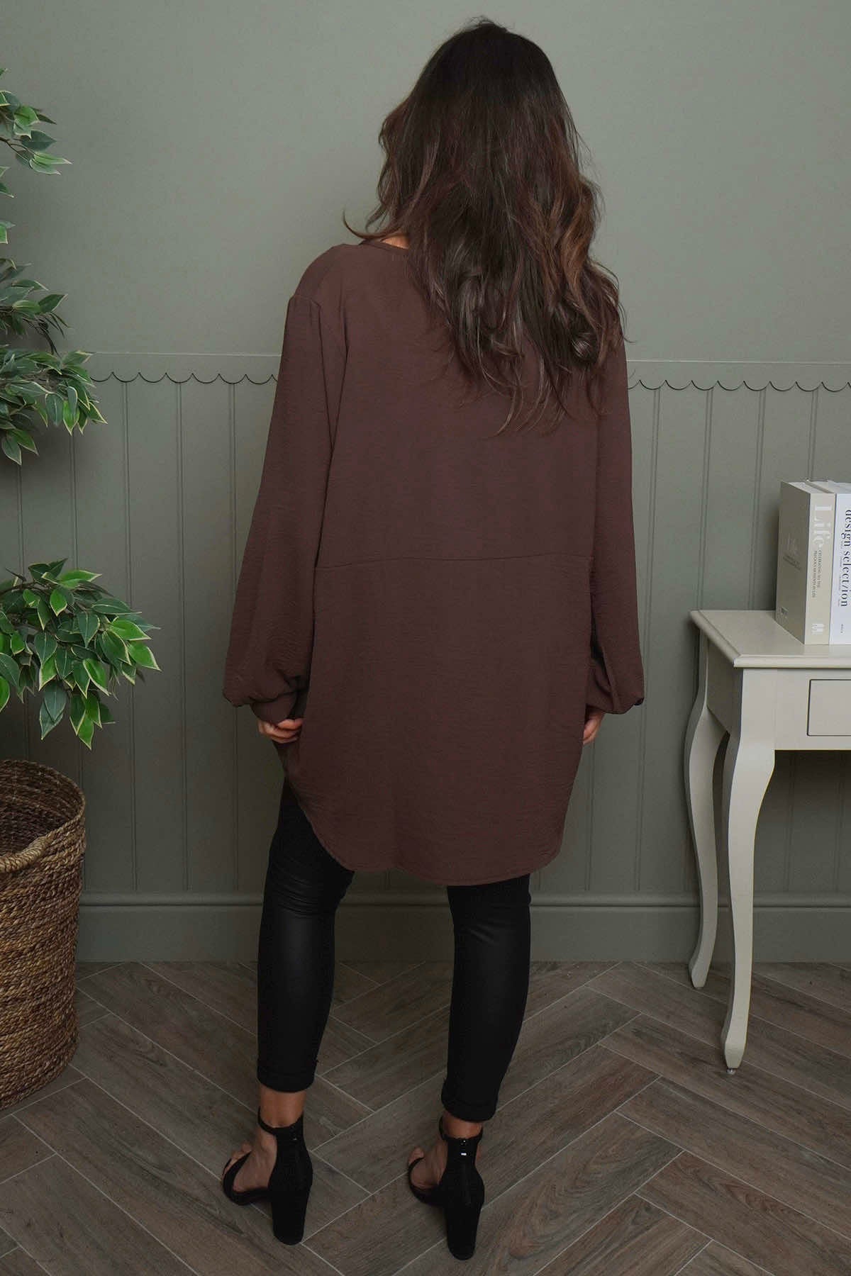 Elianna Button Top Cocoa