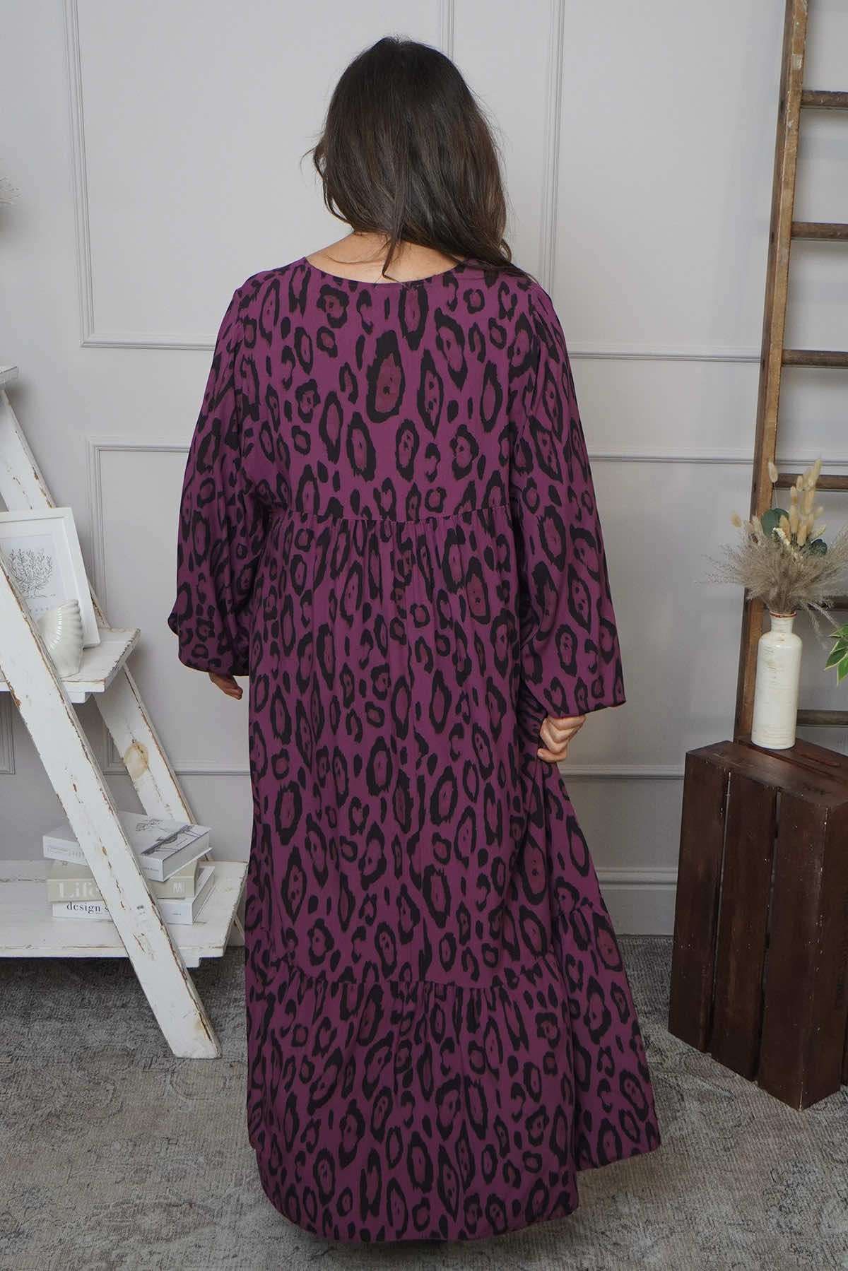 Tozi Leopard Print Dress Berry
