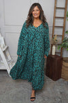 Tozi Leopard Print Dress Sage Green