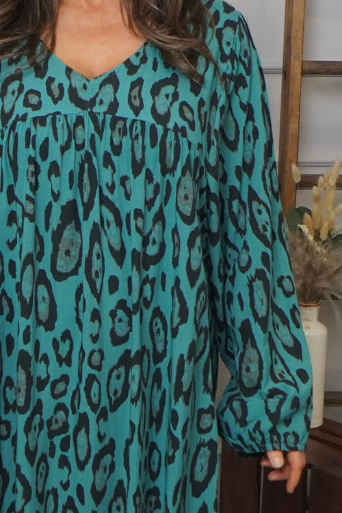 Tozi Leopard Print Dress Sage Green - Image 3