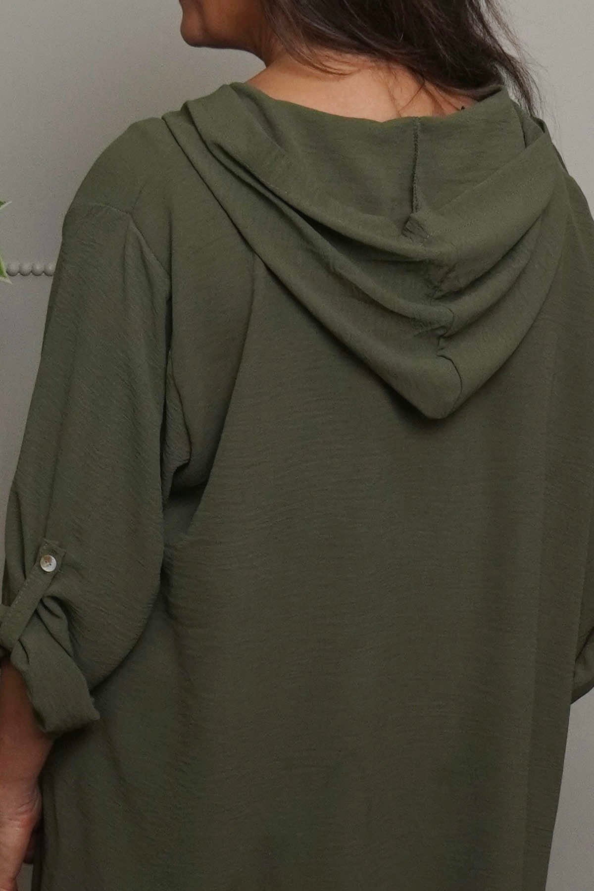 Viviette Hooded Tunic Khaki