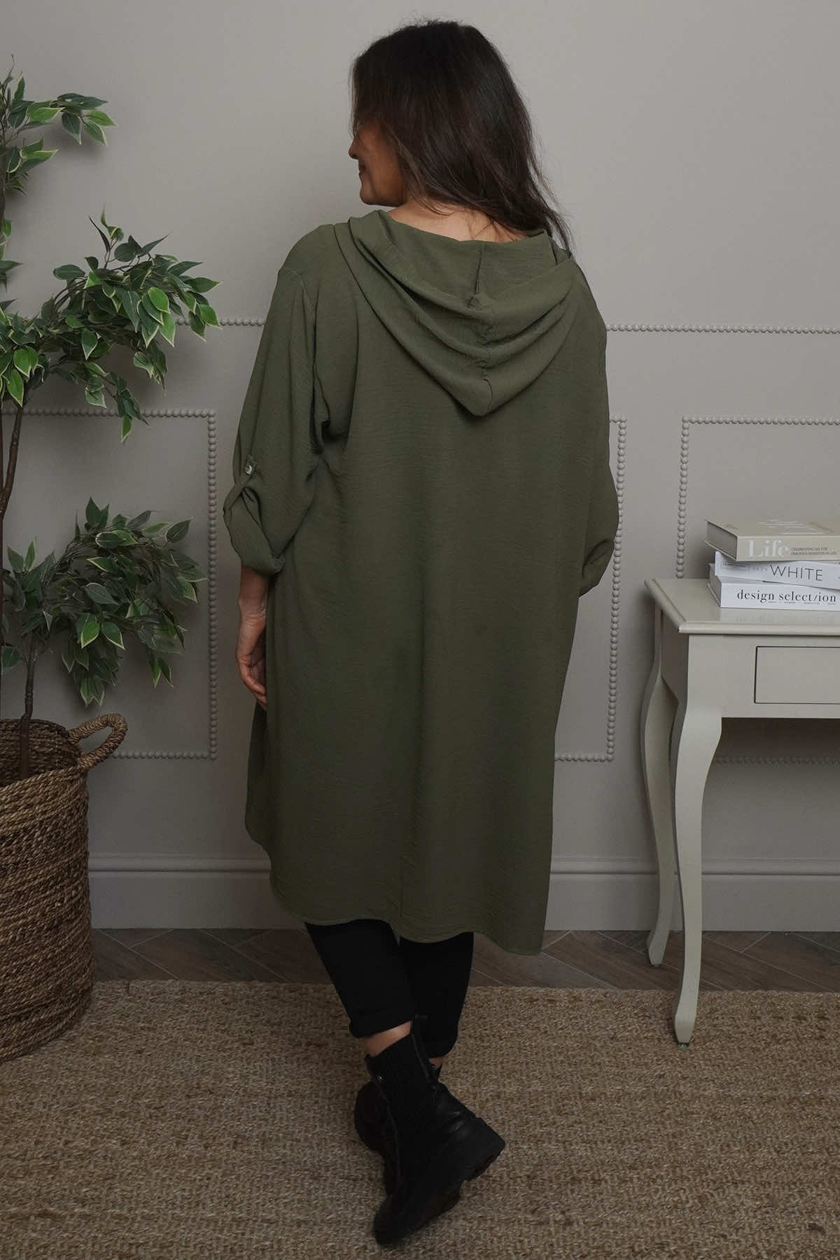 Viviette Hooded Tunic Khaki
