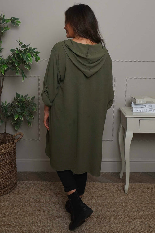 Viviette Hooded Tunic Khaki - Image 4
