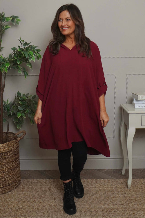 Viviette Hooded Tunic Wine - Image 2