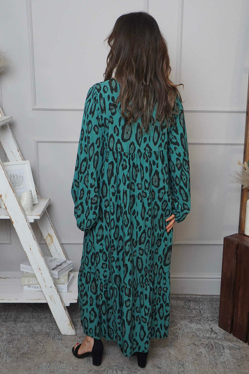 Tozi Leopard Print Dress Sage Green - Image 4