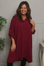 Viviette Hooded Tunic Wine Wine - Viviette Hooded Tunic Wine