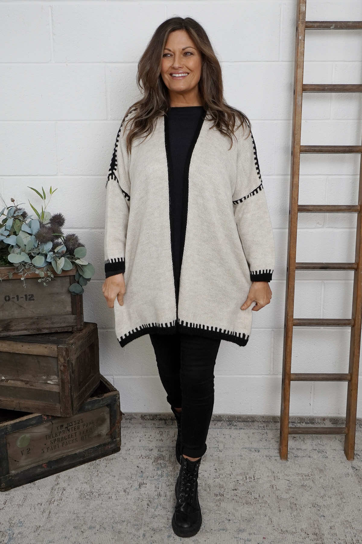 Melina Knitted Cardigan Stone