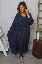 Tozi Leopard Print Dress Navy Navy - Tozi Leopard Print Dress Navy