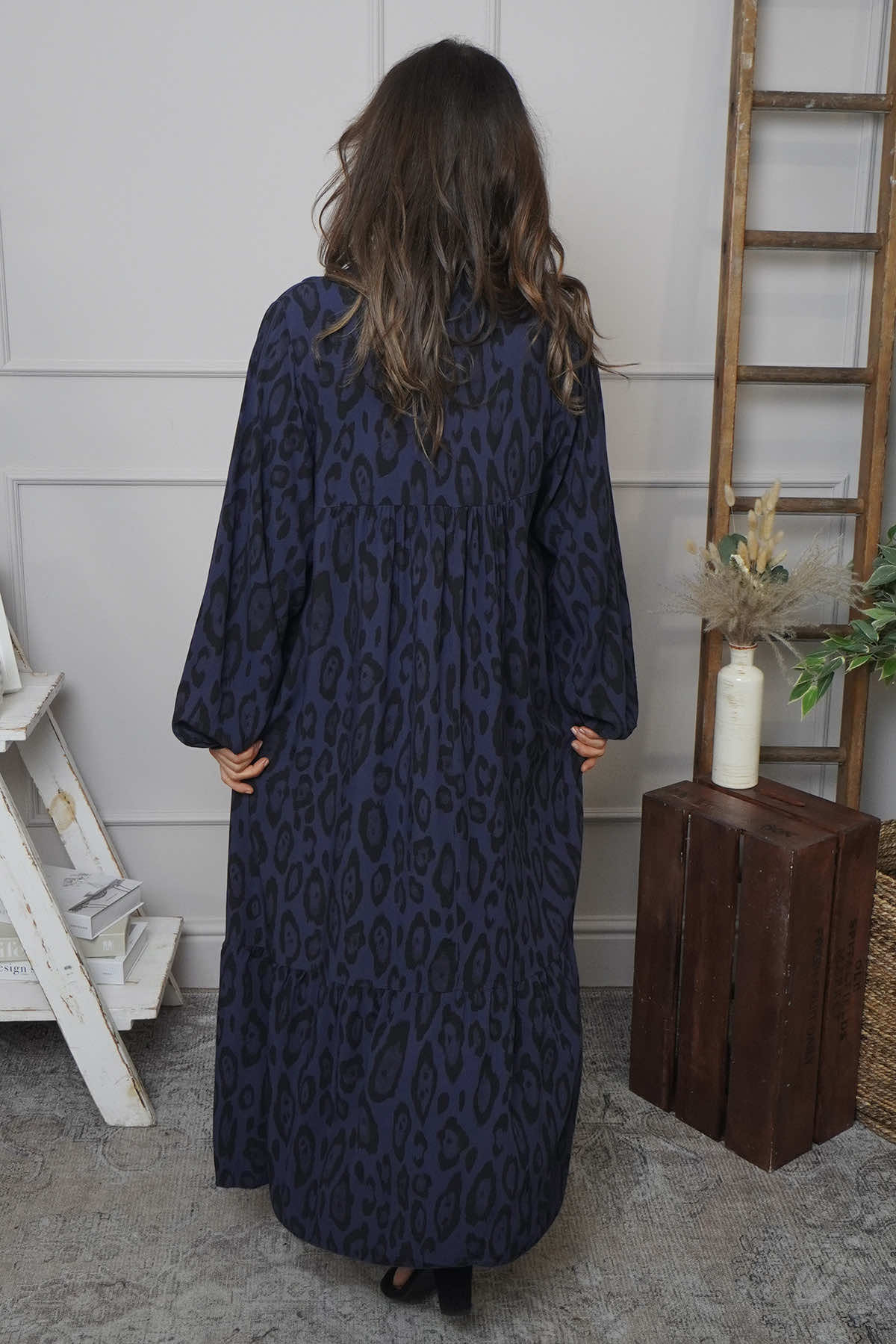 Tozi Leopard Print Dress Navy