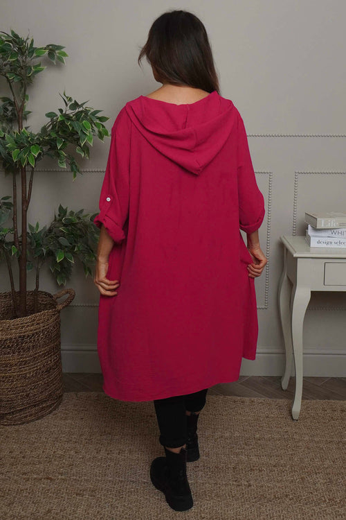 Viviette Hooded Tunic Hot Pink - Image 4