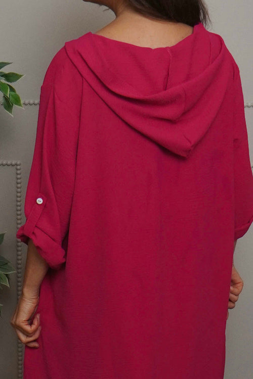 Viviette Hooded Tunic Hot Pink - Image 3