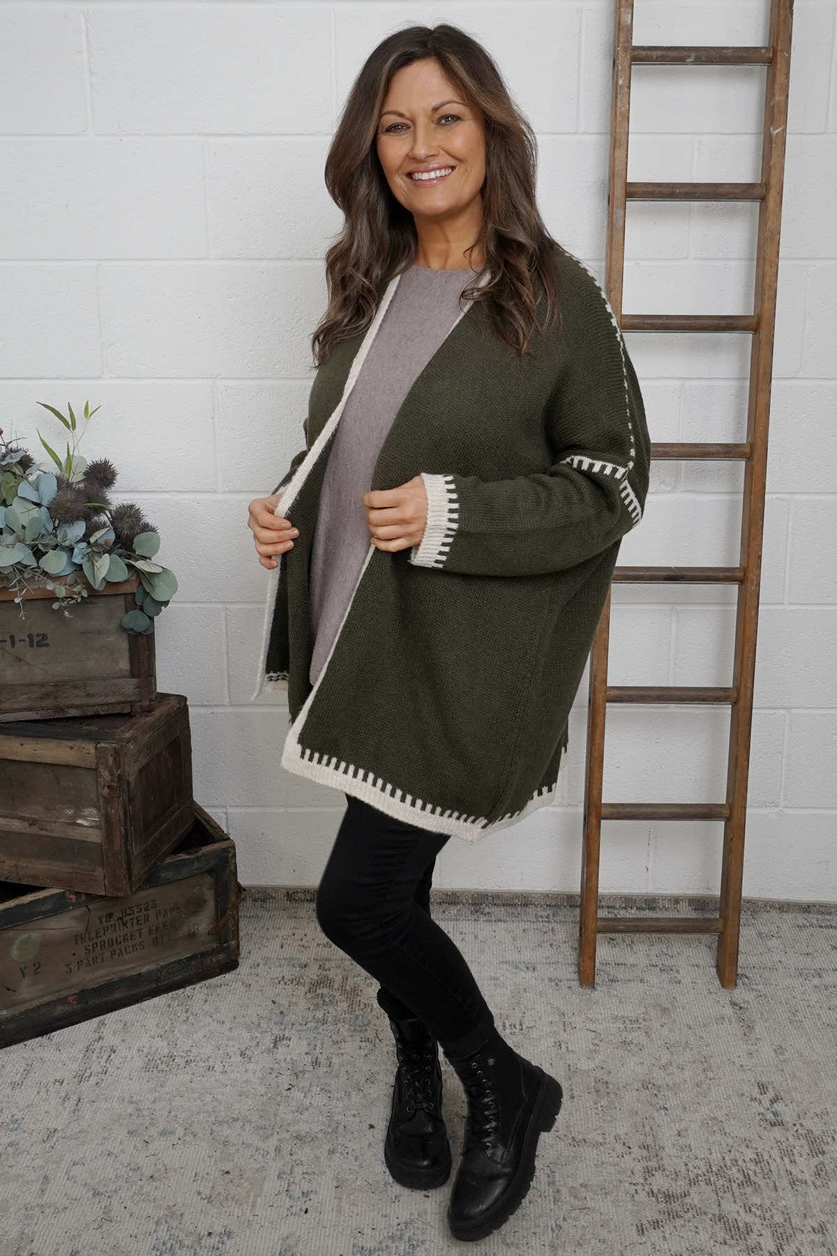Melina Knitted Cardigan Khaki