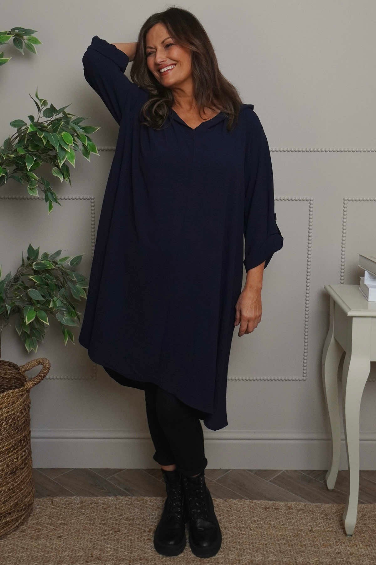 Viviette Hooded Tunic Navy