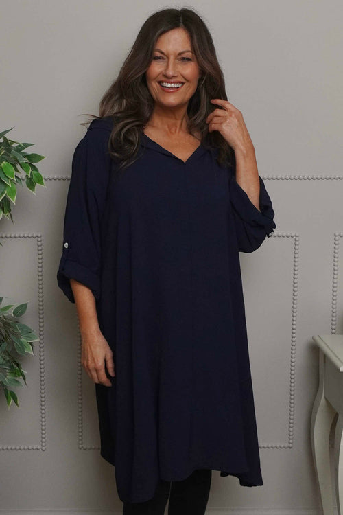 Viviette Hooded Tunic Navy - Image 1