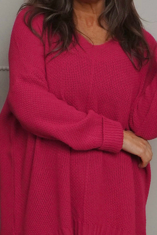 Bo Slouch V-Neck Jumper Hot Pink - Image 3